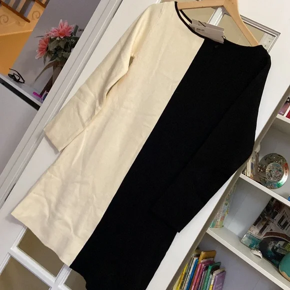 ZARA soft knit combination bicolor dress blogger favorite - Picture 4 of 7